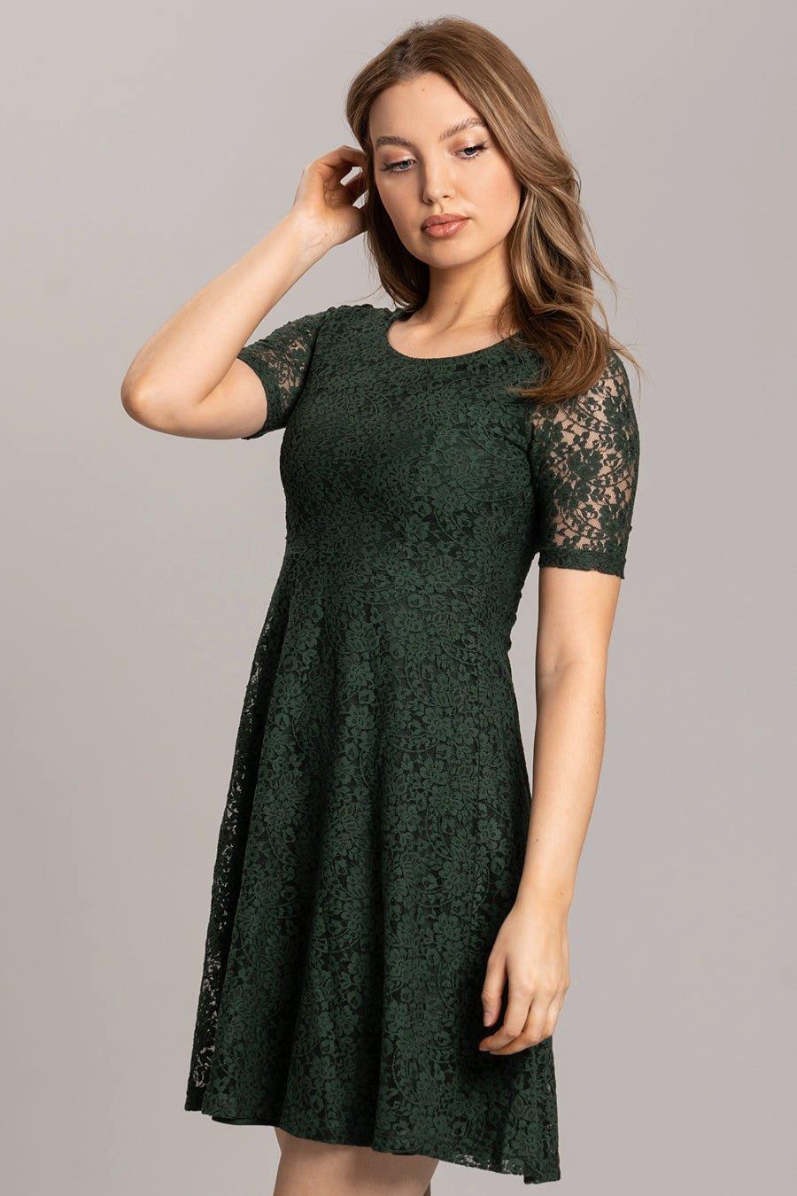 Green lace 2024 skater dress